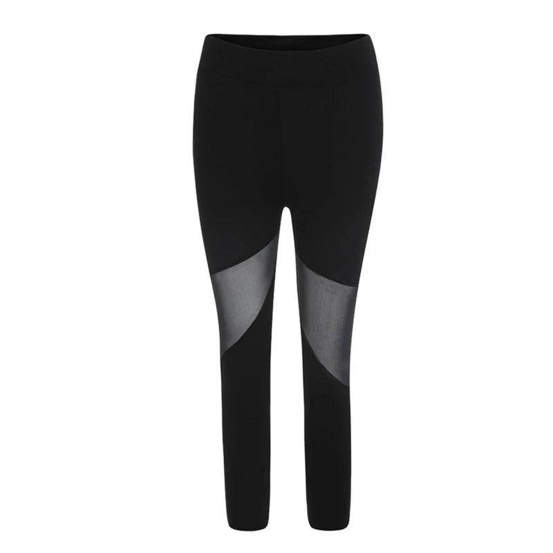 Black Patchwork Mesh Leggings
