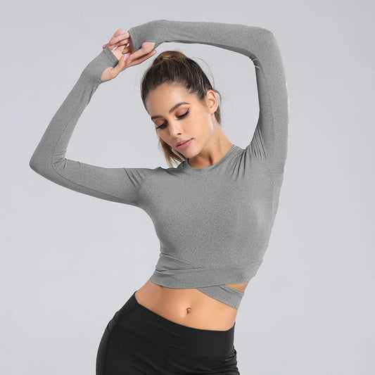 Crop Tops Women Yoga T-shirts Solid