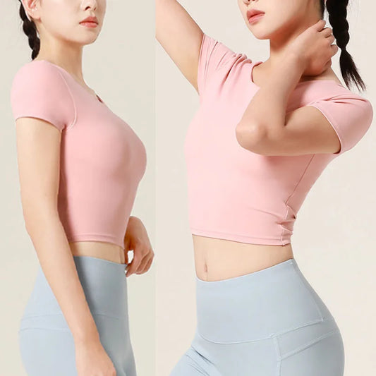 Fitness Gym Workout Crop Tops with a  Crisscross Back
