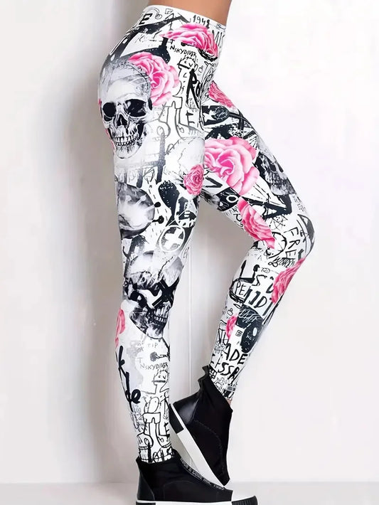 Floral & Skull print leggings